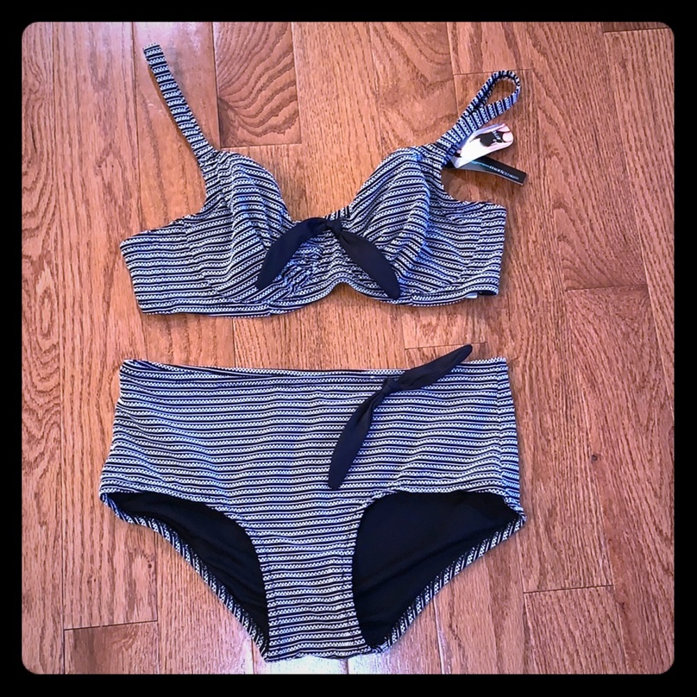 Marie Meili Black Stripe Freesia Hipster Bikini M